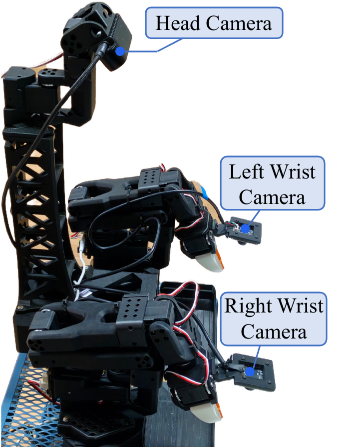 Dual-arm 5-DoF platform from the paper